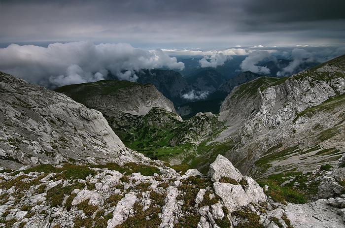  Fotografie Horské údolí, Rakouské Alpy - Krajina z údolí Gschöderer Kar v oblasti Hochschwab v rakouských Alpách.