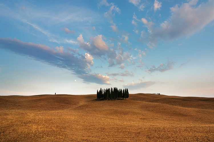  Fotografie Letní Toskánsko - Podvečer v letní toskánské krajině v oblasti Crete Senesi.