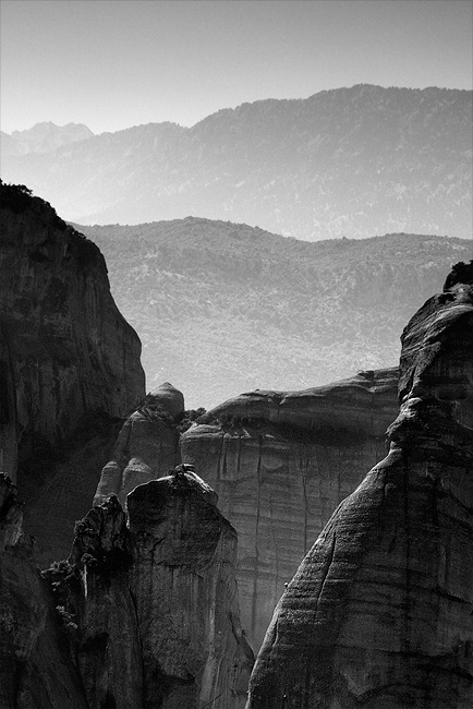  Fotografie Meteora, Řecko - Horolezec na skalách v řecké Meteoře.